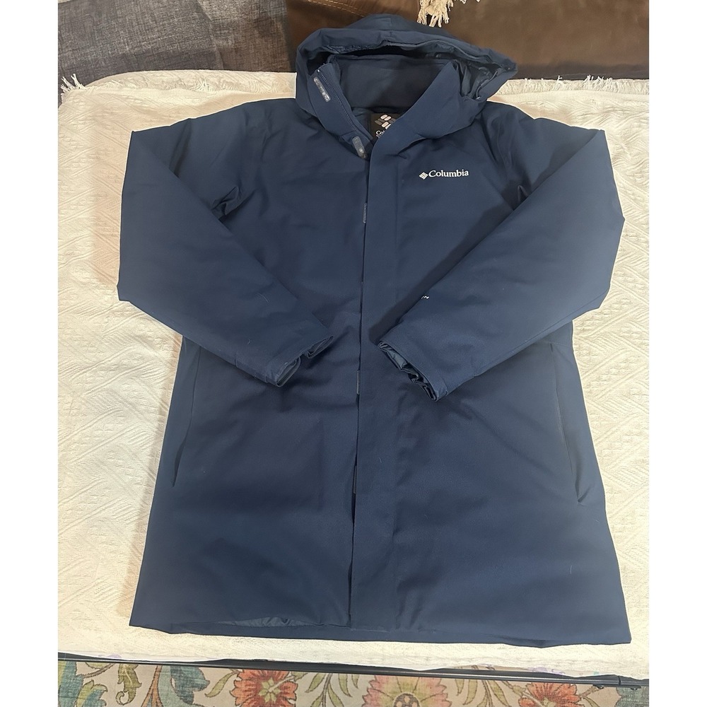 Columbia Mens Blizzard Fighter OmniTech Jacket Navy Blue Insulated Medium - Picture 10 of 10